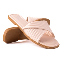 SHELOVET Flache Hausschuhe für Damen beige