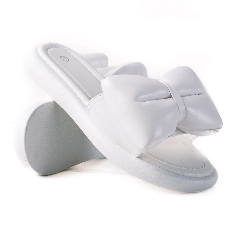 SHELOVET Hausschuhe mit Schleife weiß