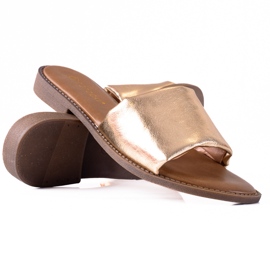 W. Potocki Hausschuhe mit breitem Streifen Potocki golden