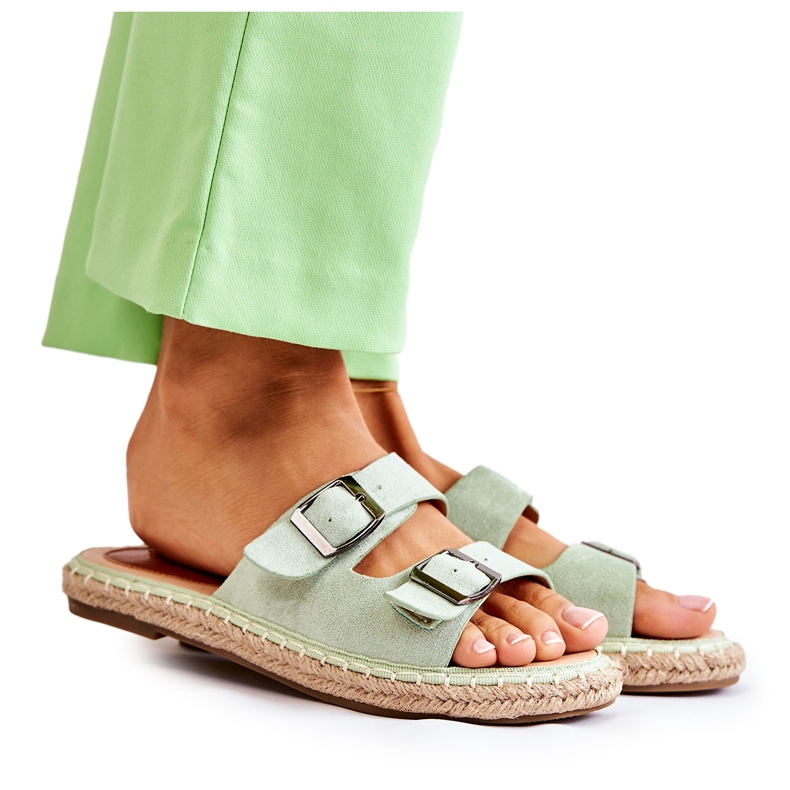 Klassische Wildleder-Hausschuhe für Damen Grün Casilda