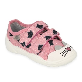 Befado Kinderschuhe 907P150 KATZEN schwarz rosa silber-