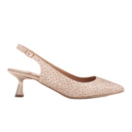 Marco Shoes Pumps aus zartem Leder mit Riemen golden