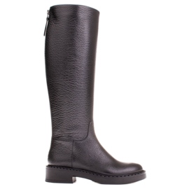 Marco Shoes Stiefel aus geprägtem Leder mit niedrigem Absatz schwarz