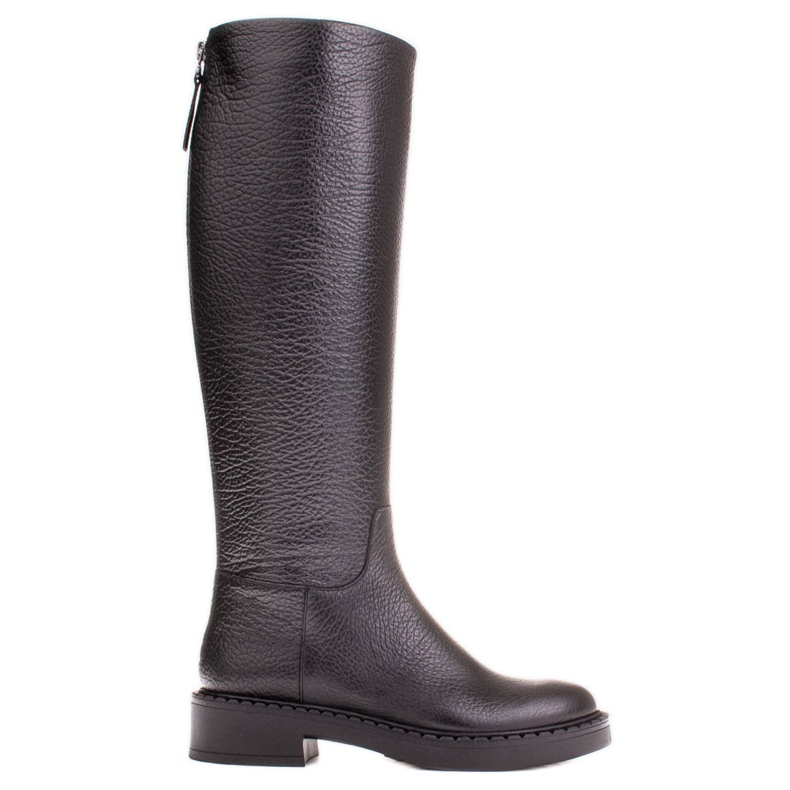 Marco Shoes Stiefel aus geprägtem Leder mit niedrigem Absatz schwarz