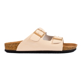 W. Potocki Lackierte Potocki-Pantoffeln beige