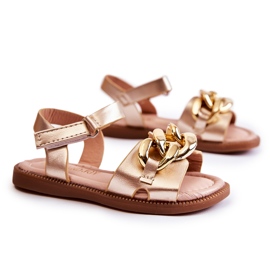 FR1 Kindersandalen mit goldenem Layra-Klettverschluss