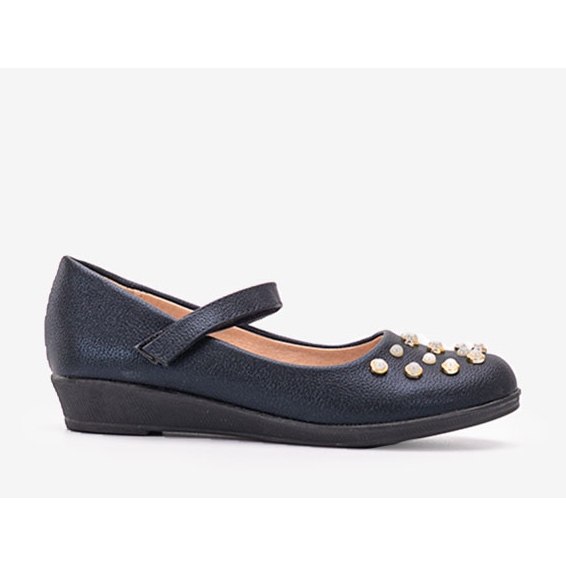 Marineblaue Ballerinas für Kinder mit Silva-Perlen navy blau