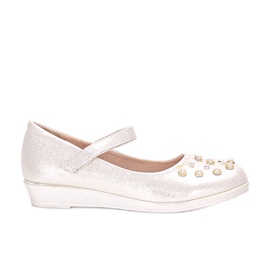 Weiße Ballerinas für Kinder mit Silva-Perlen