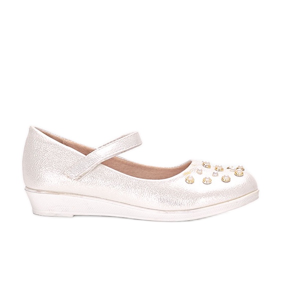 Weiße Ballerinas für Kinder mit Silva-Perlen