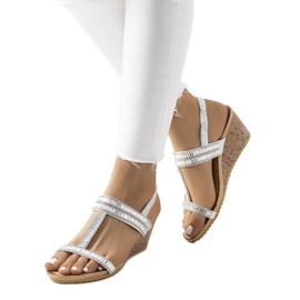 Silberne Keilsandalen Belma