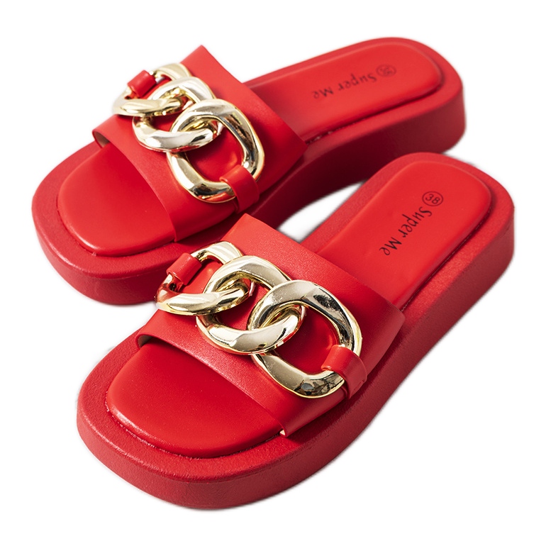 Rote Hausschuhe mit Bragg-Kette