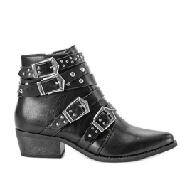 Schwarze Rockstiefel mit Love Bites-Schnallen