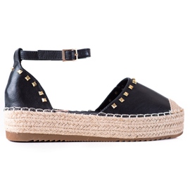 SHELOVET Espadrilles mit Nieten schwarz