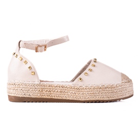 SHELOVET Espadrilles mit Nieten beige