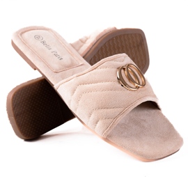 SHELOVET Wildleder Damen Hausschuhe beige