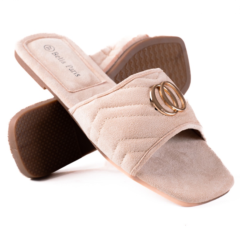 SHELOVET Wildleder Damen Hausschuhe beige