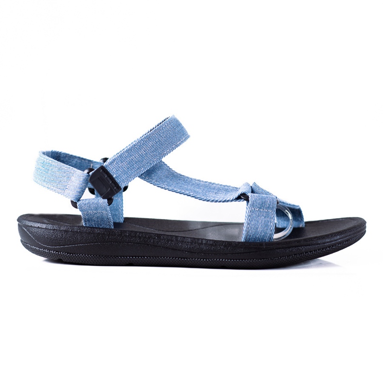 SHELOVET Denim-Sandalen mit Klettverschluss blau
