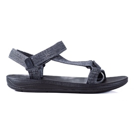 SHELOVET Denim-Sandalen mit Klettverschluss navy blau mehrfarbig
