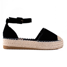SHELOVET Schwarze Espadrilles auf der Plattform