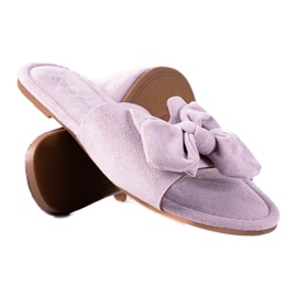 SHELOVET Lila Hausschuhe mit Schleife
