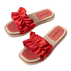 Rote Flip-Flops mit Rüsche von Palmeri