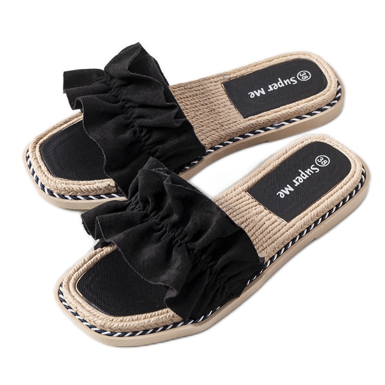 Schwarze Flip-Flops mit Rüsche von Palmeri