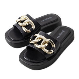 Schwarze Hausschuhe mit Bragg-Kette