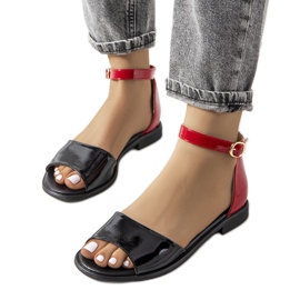 Schwarz-rot lackierte Sandalen von Besselsen