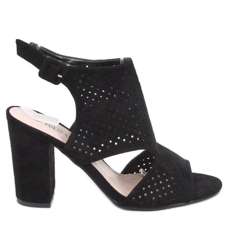 Guala Schwarze hochhackige durchbrochene Sandalen