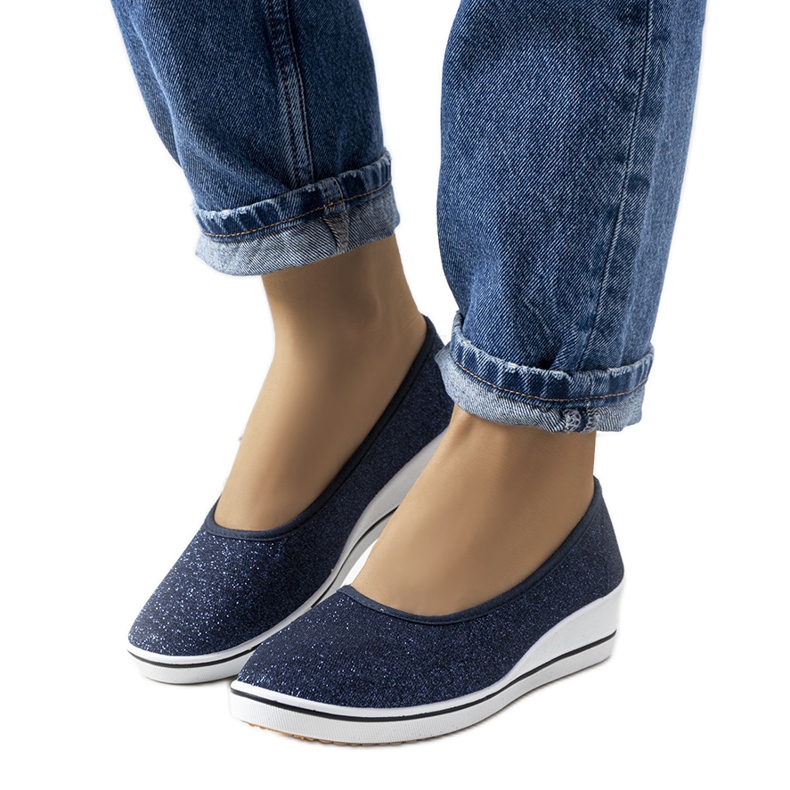 Marineblaue Turnschuhe mit Keilabsatz Friis