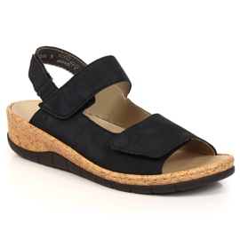 Damen-Ledersandale auf dem Rieker V7170-14 Wedge marineblau