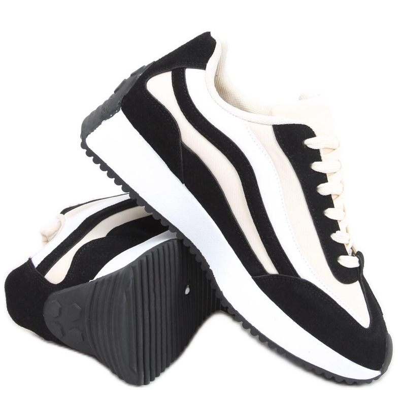 Zuri schwarze Turnschuhe beige