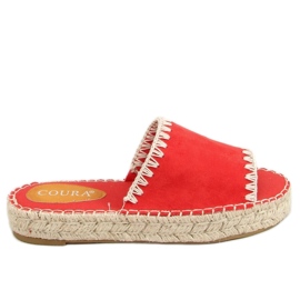 Leven Red Damen Espadrilles Hausschuhe rot