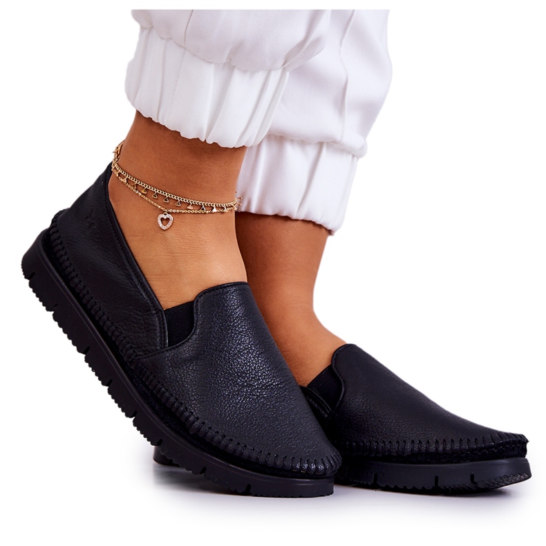 Damen-Slipper aus Leder Maciejka 03512-01 Schwarz