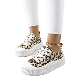 Beige Turnschuhe auf der Chovka-Plattform braun schwarz