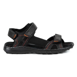ŁUKPOL Schwarze Ledersandalen für Herren 832