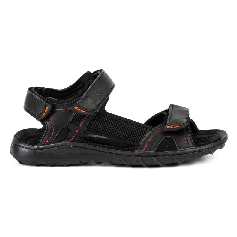 ŁUKPOL Schwarze Ledersandalen für Herren 832