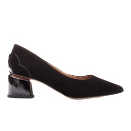 Marco Shoes Schwarze Wildlederpumps mit Blumenmuster