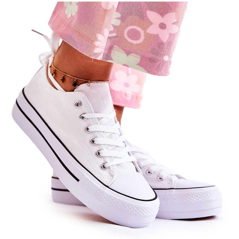 FS3 Klassische Damen-Turnschuhe auf der Plattform Weiß Conelle