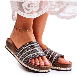 S.Barski Klassische Damenhausschuhe mit einer Kette Schwarz Maddy