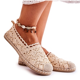 PH1 Beige durchbrochene Espadrilles für Damen, Letisa