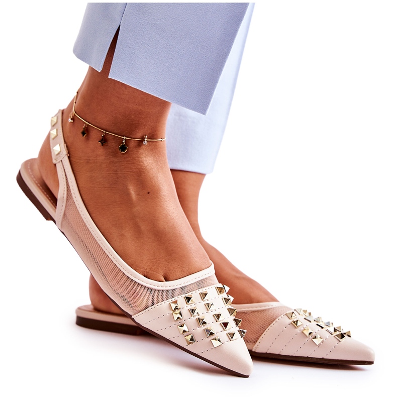 Damenballerinas mit Nieten Beige Kinley
