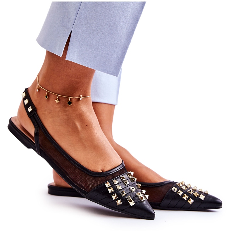 PG1 Ballerinas für Damen mit Nieten Schwarz Kinley