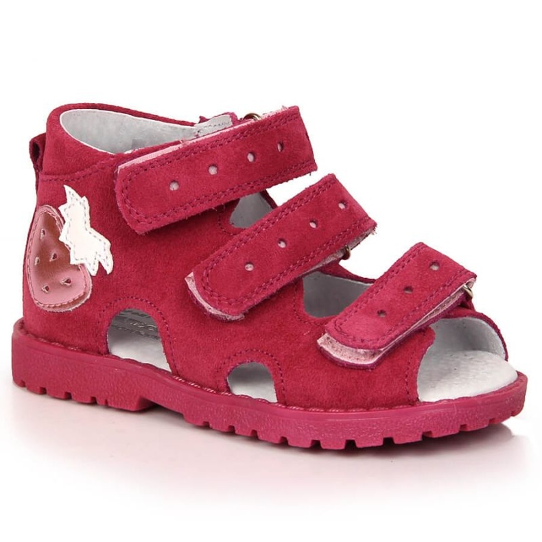 Orthopädische Ledersandalen mit Erdbeerfuchsia Kornecki Jr KORORT117 rosa