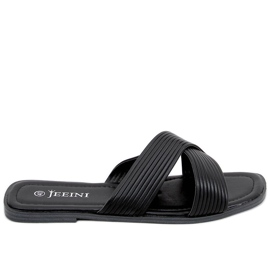 Fuzzy Schwarze Damenhausschuhe