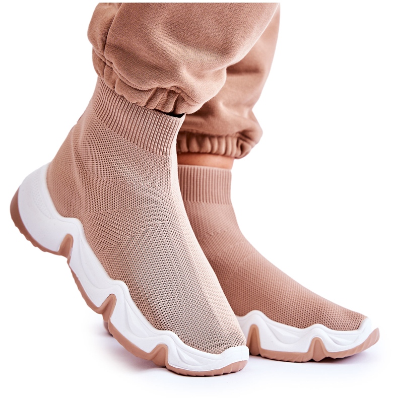 Damen High Material Sportschuhe Beige Morris