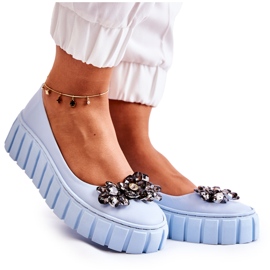 PA2 Lederballerinas auf der Plattform mit einem blauen Ladette-Ornament