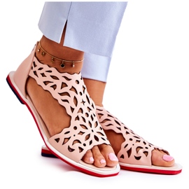 PA2 Hellrosa durchbrochene Sandalen aus Leder Alima