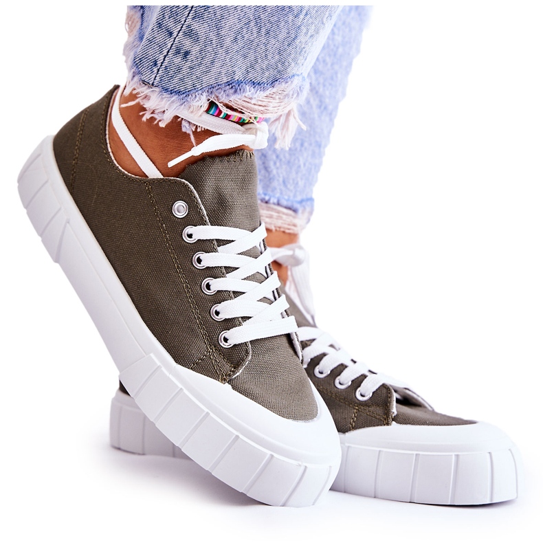 PS1 Damen Khaki Comes Plateau-Turnschuhe grün