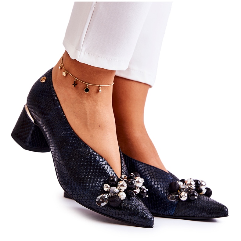 Lederpumps mit Dekoration Laura Messi 2487 Schwarz